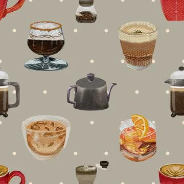 Seamless repeating pattern for coffee lovers Stock Illustration