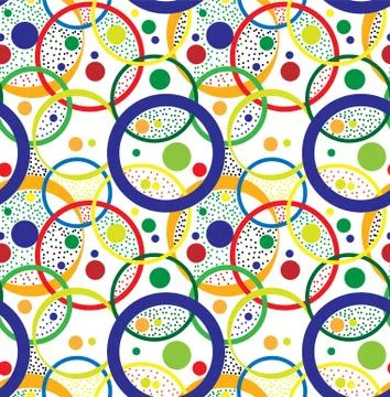 Seamless repeating pattern of colored circles and dots Illustrazione stock