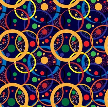 Seamless repeating pattern of colored circles and dots 스톡 일러스트