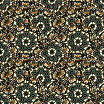 Seamless repeating pattern of colored mandalas Illustrazione stock