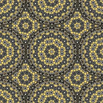 Seamless repeating pattern of colored mandalas Stock Illustration