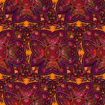 Seamless repeating pattern of colored mandalas Illustrazione stock