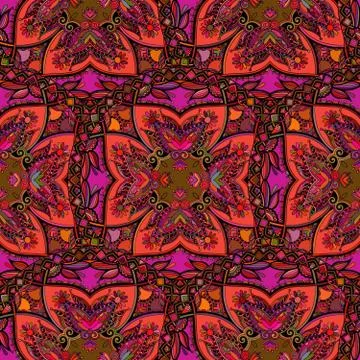 Seamless repeating pattern of colored mandalas Illustrazione stock