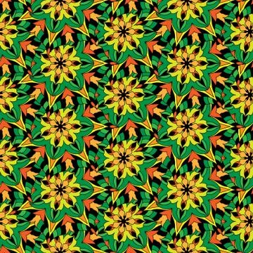 Seamless repeating pattern of colored mandalas Illustrazione stock
