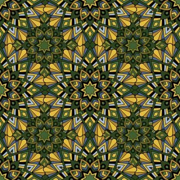 Seamless repeating pattern of colored mandalasnd Illustrazione stock