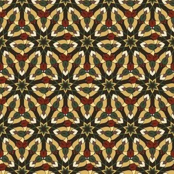 Seamless repeating pattern of colored mandalasnd Stockillustratie