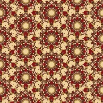 Seamless repeating pattern of colored mandalasnd Illustrazione stock