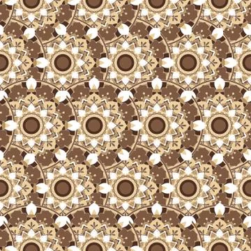 Seamless repeating pattern of colored mandalasnd Illustrazione stock