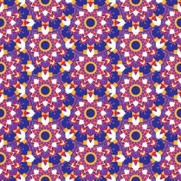 Seamless repeating pattern of colored mandalasnd Illustrazione stock