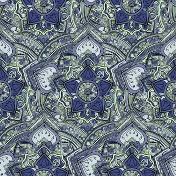 Seamless repeating pattern of colored mandalasnd Stock Photos