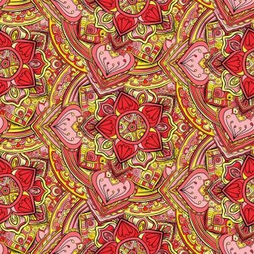 Seamless repeating pattern of colored mandalasnd Stock Photos