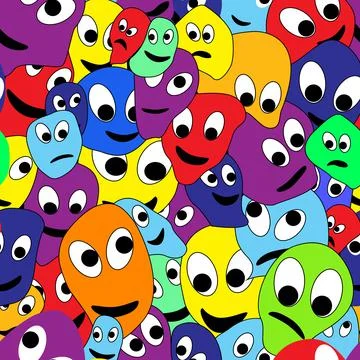 Seamless repeating pattern of comic and cartoon faces 스톡 일러스트