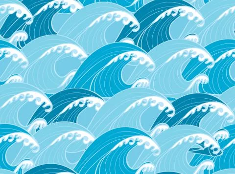 Seamless repeating pattern consisting of abstract sea waves Stock Illustration