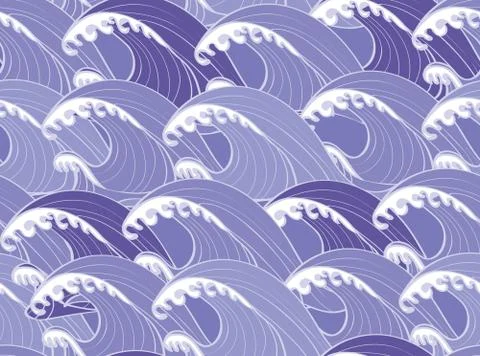 Seamless repeating pattern consisting of abstract sea waves Stock Illustration