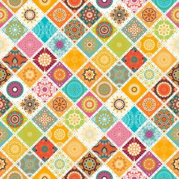 Seamless repeating pattern consisting of different mandalas Illustrazione stock