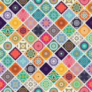 Seamless repeating pattern consisting of different mandalas Stock Illustration