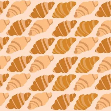 Seamless repeating pattern of croissants Stock Illustration