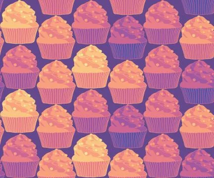 Seamless repeating pattern of cupcakes Stock Illustration