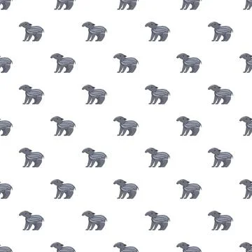 Seamless repeating pattern with cute baby tapirs Stock Illustration