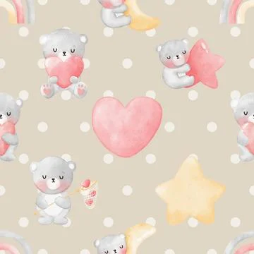 Seamless repeating pattern with cute bears Illustrazione stock