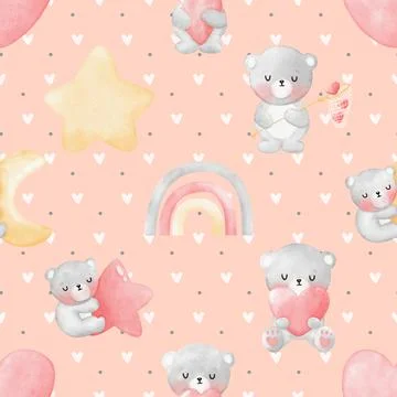 Seamless repeating pattern with cute bears Stock Illustration