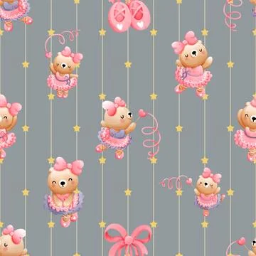 Seamless repeating pattern with cute bears Stock Illustration