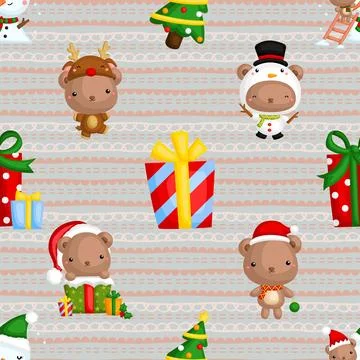 Seamless repeating pattern with cute bears 스톡 일러스트