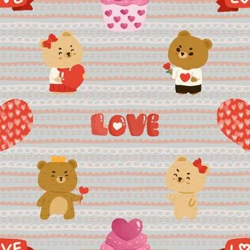 Seamless repeating pattern with cute bears Stock Illustration