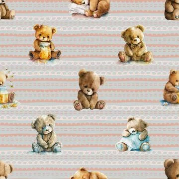 Seamless repeating pattern with cute bears Stock Illustration