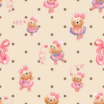 Seamless repeating pattern with cute bears Stock Illustration