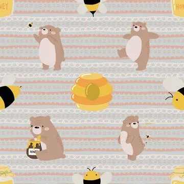 Seamless repeating pattern with cute bears Stock Illustration