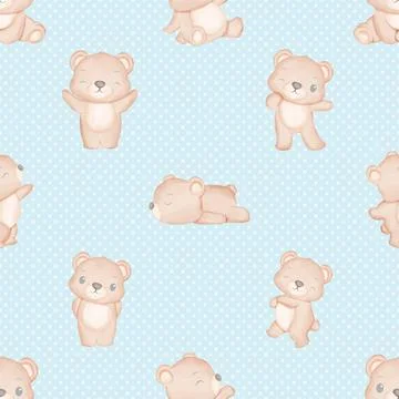 Seamless repeating pattern with cute bears Illustrazione stock