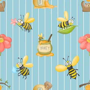 Seamless repeating pattern with cute bears Stock Illustration