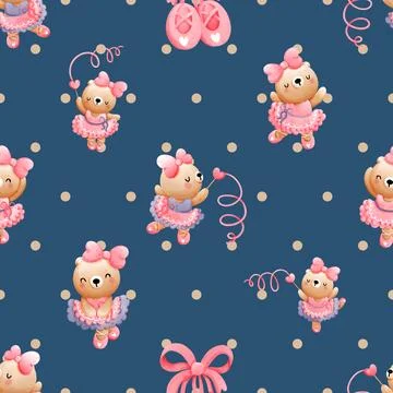 Seamless repeating pattern with cute bears Stock Illustration