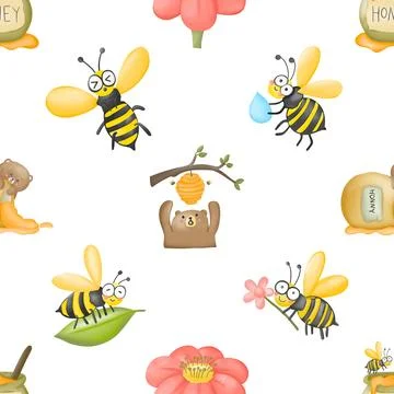 Seamless repeating pattern with cute bears Stock Illustration