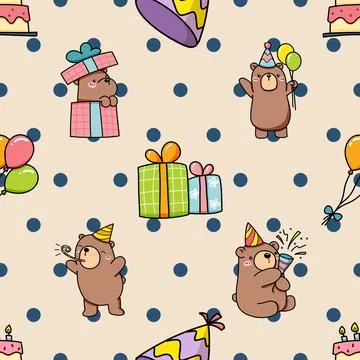 Seamless repeating pattern with cute bears Stock Illustration