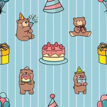 Seamless repeating pattern with cute bears Stock Illustration