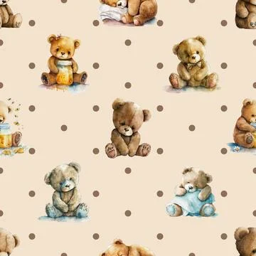 Seamless repeating pattern with cute bears Stock Illustration