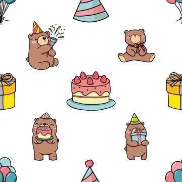 Seamless repeating pattern with cute bears Stock Illustration