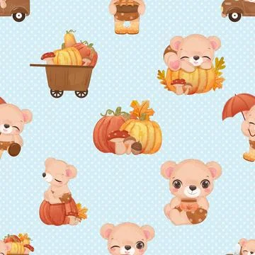 Seamless repeating pattern with cute bears Stock Illustration