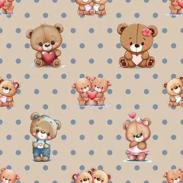 Seamless repeating pattern with cute bears Stock Illustration