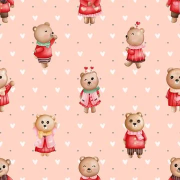 Seamless repeating pattern with cute bears Stock Illustration