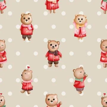 Seamless repeating pattern with cute bears Stock Illustration