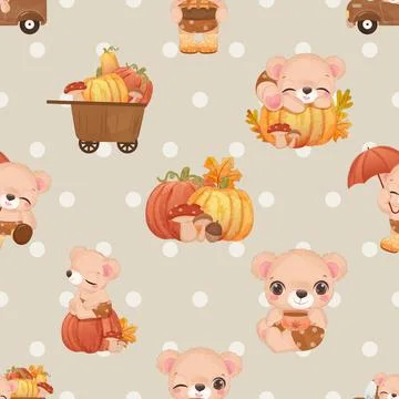 Seamless repeating pattern with cute bears Stock Illustration