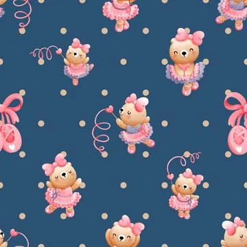 Seamless repeating pattern with cute bears Stock Illustration