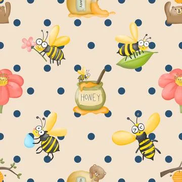 Seamless repeating pattern with cute bears Stock Illustration