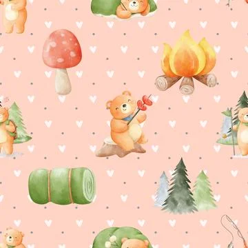 Seamless repeating pattern with cute bears Stock Illustration
