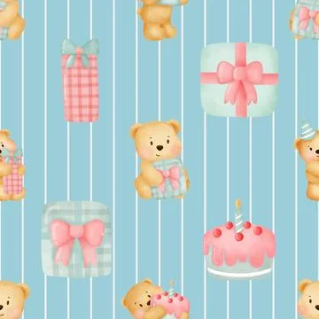 Seamless repeating pattern with cute bears Illustrazione stock