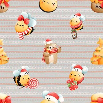 Seamless repeating pattern with cute bears Stock Illustration