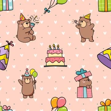 Seamless repeating pattern with cute bears Stock Illustration